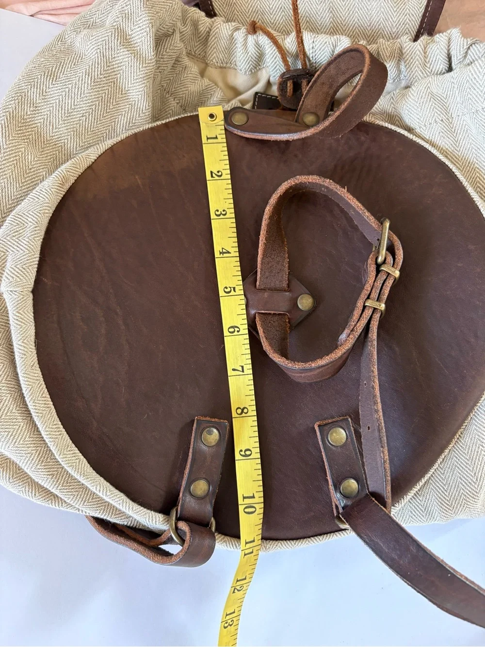 N.D.C Made By Hand Luxury Herringbone Canvas Leather Backpack Rucksack